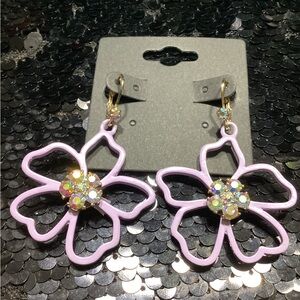 Lavender Floral Earrings with Gold Hooks